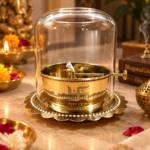 Brass Akhand Diya with Glass Cover – 500 ml
